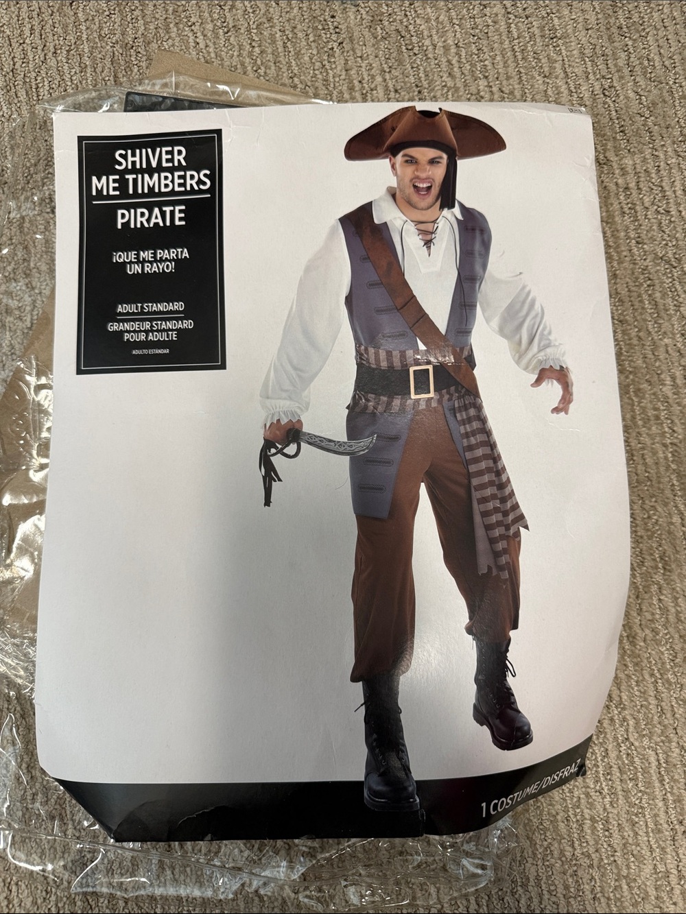 Men’s Pirate Costume in Brown and Gray